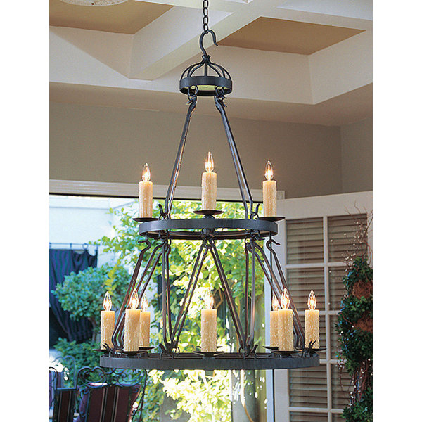 Meyda Lighting Lakeshore 12 Light Dimmable Wagon Wheel Chandelier